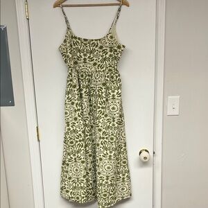 Women’s Green Patterned Spaghetti Strap Dress